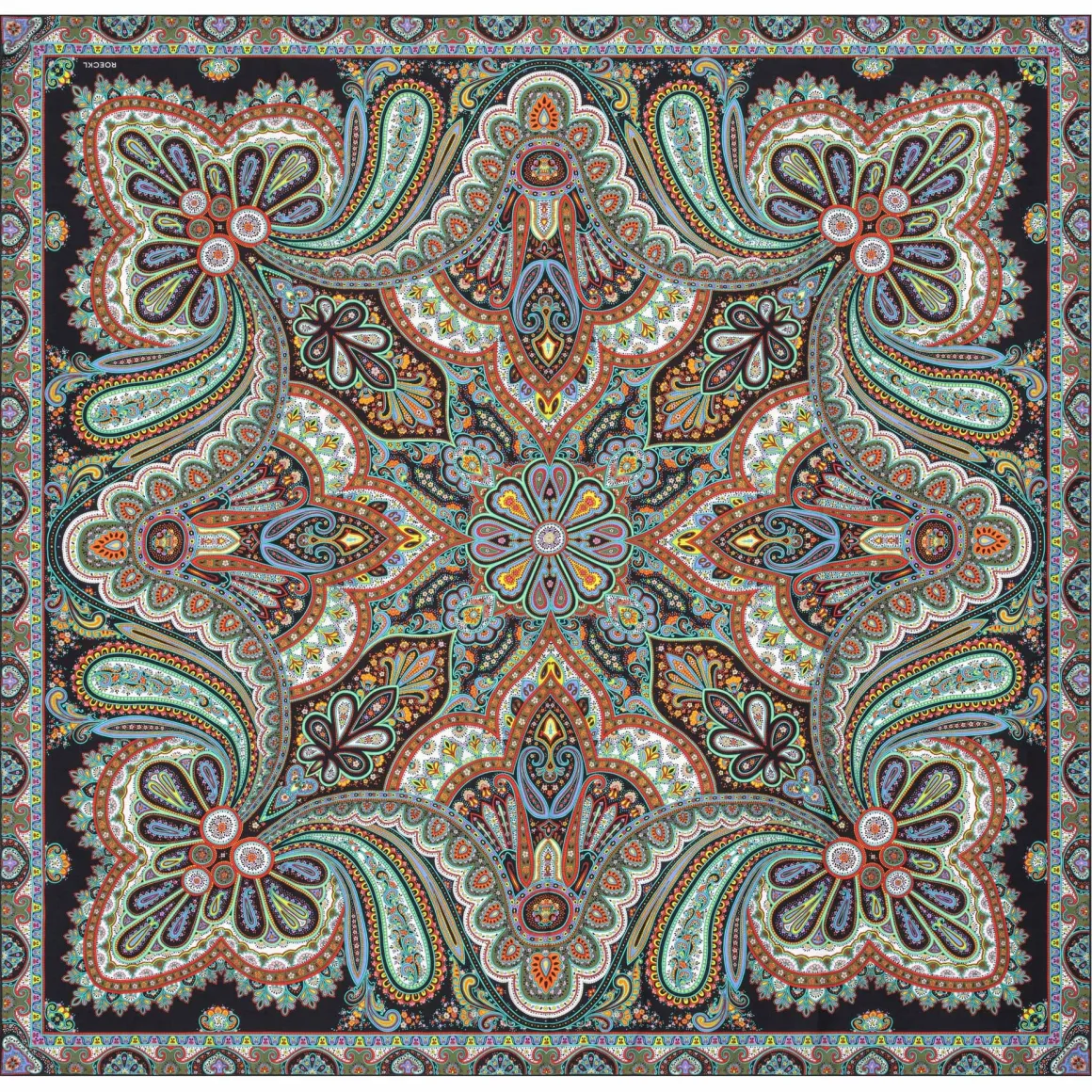 Aesthetic Paisley 140x140 - black/red (schwarz)