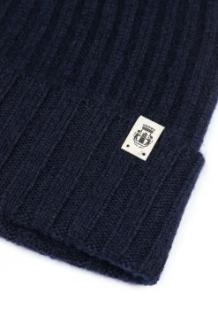 Business Cashmere Muetze mit Umschlag - navy (blau)