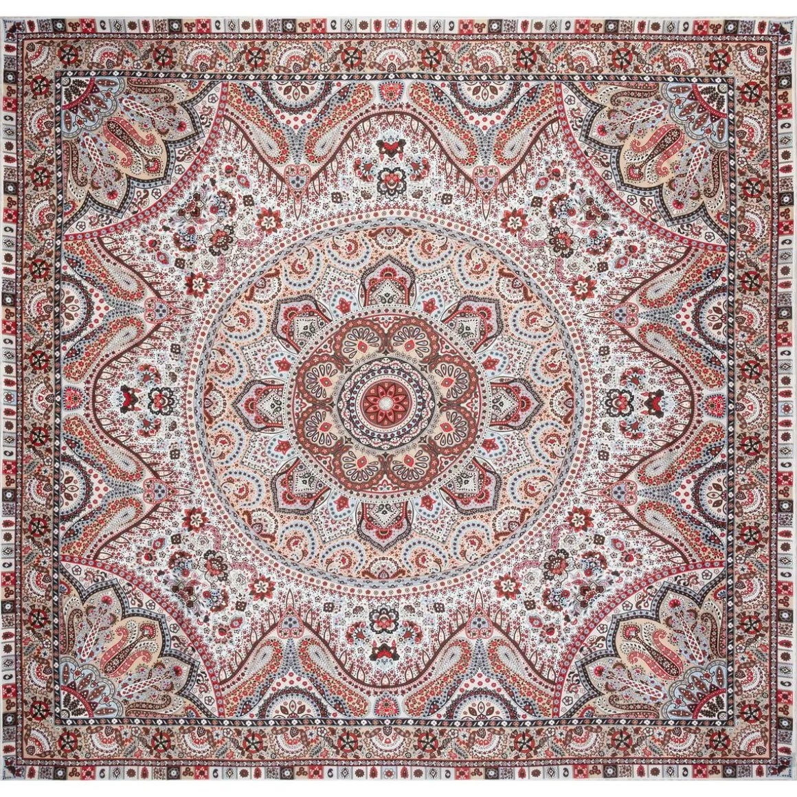 Circular Paisley 140x140 - creme/red (beige)
