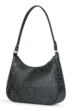 Cleo small Croco silver - black (schwarz)