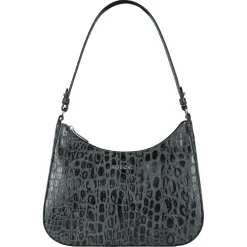 Cleo small Croco silver - black (schwarz)