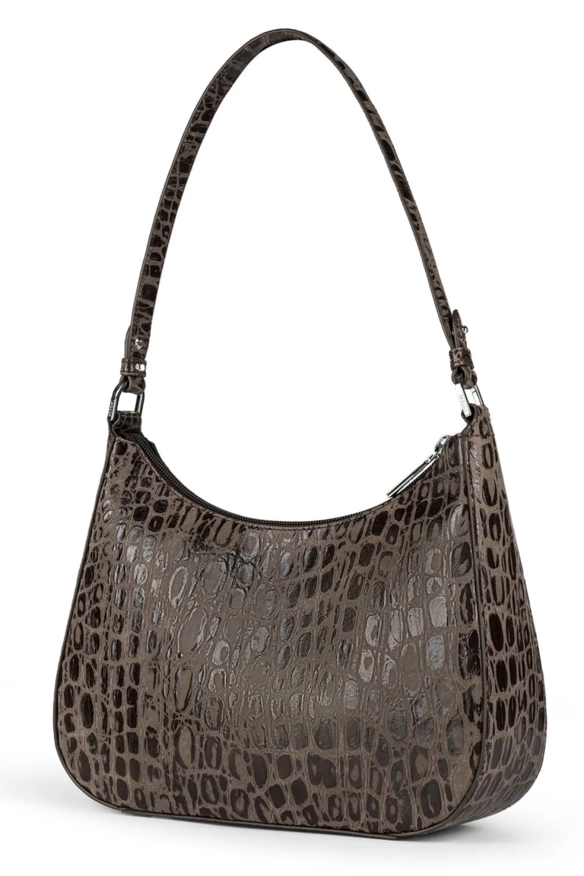 Cleo small Croco silver - mocca (braun)