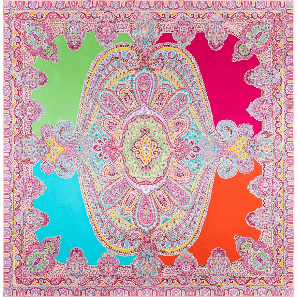 Colorblocking Ornament 140x140 - multi flamingo (orange)